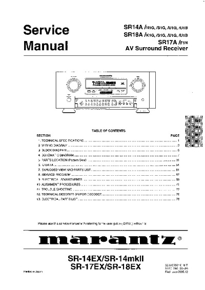 Marantz SR-18-A Service Manual