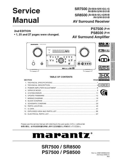 Marantz SR-8500 Service Manual