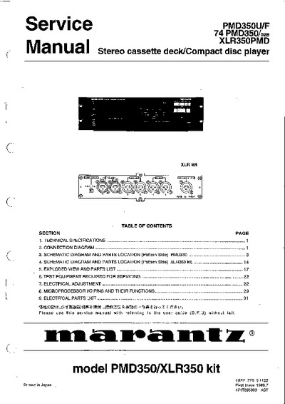 Marantz PMD-350 Service Manual