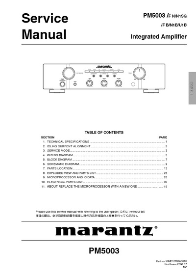 Marantz PM-5003 Service Manual