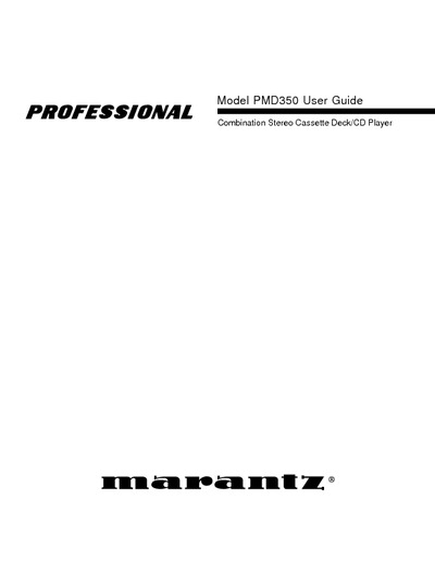 Marantz PMD-350 Owners Manual