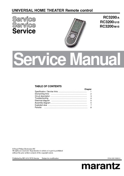 Marantz RC-3200 Service Manual