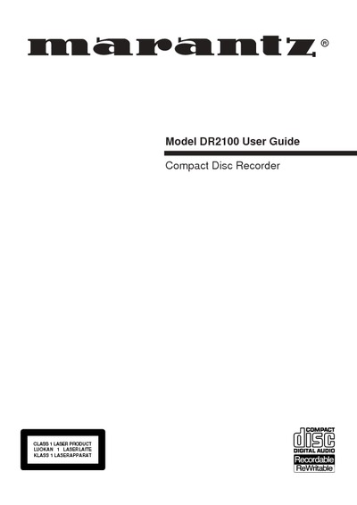 Marantz DR-2100 Owners Manual