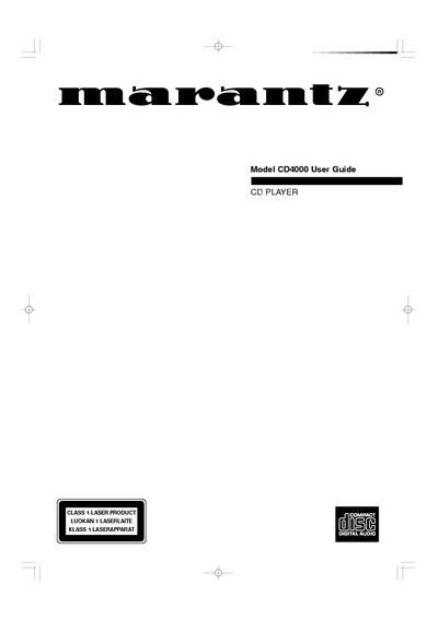 Marantz CD-4000 Owners Manual