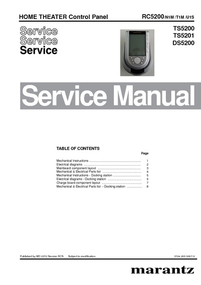 Marantz RC-5200 Service Manual