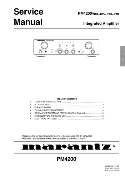 Marantz PM-4200 Service Manual