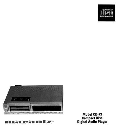 Marantz CD-73 Owners Manual