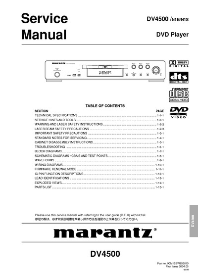 Marantz DV-4500 Service Manual