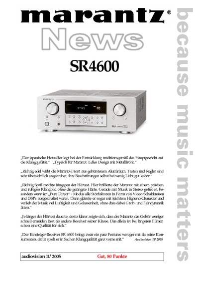 Marantz SR-4600 Brochure