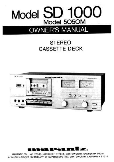 Marantz SD-1000 Owners Manual