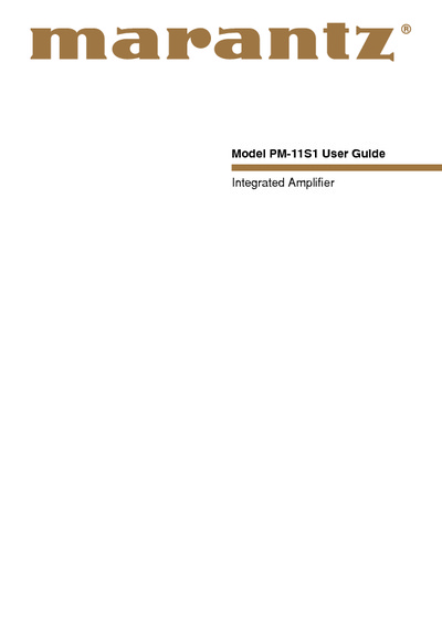 Marantz PM-11S1 Owners Manual