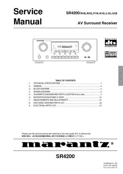 Marantz SR-4200 Service Manual