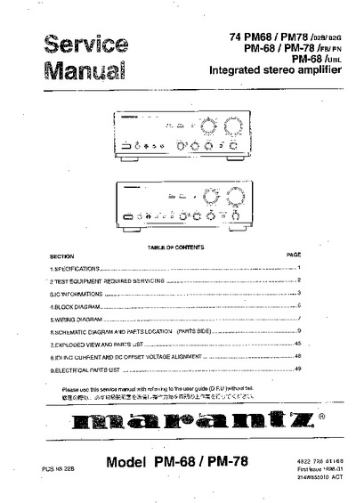 Marantz PM-78 Service Manual