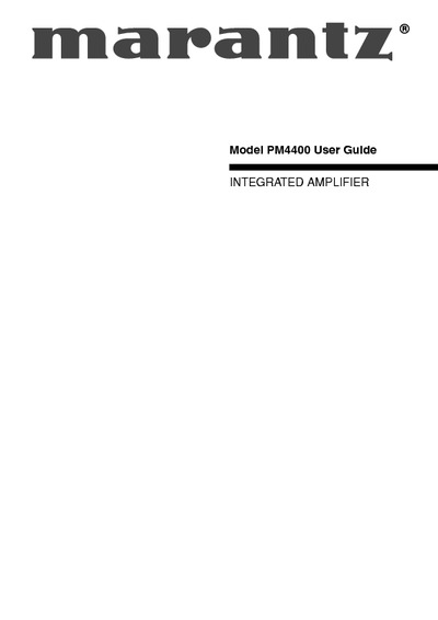 Marantz PM-4400 Owners Manual