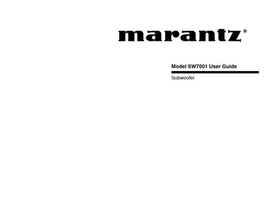 Marantz SW-7001 Owners Manual