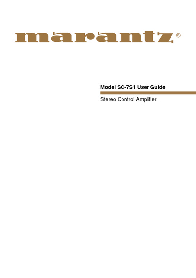 Marantz SC-7-S-1 Owners Manual
