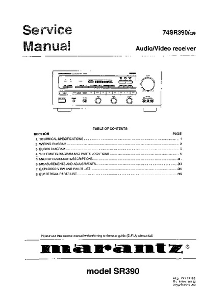 Marantz SR-390 Service Manual