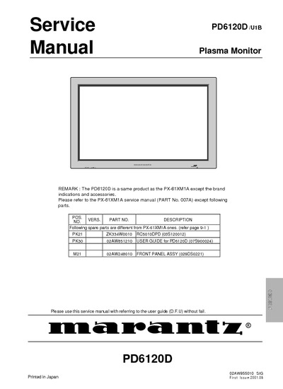 Marantz PD-6120-D Service Manual