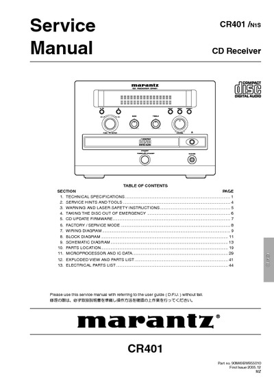 Marantz CR-401 Service Manual