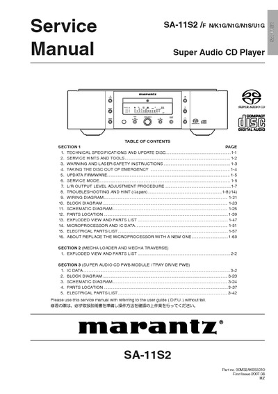 Marantz SA-11-S-2 Service Manual