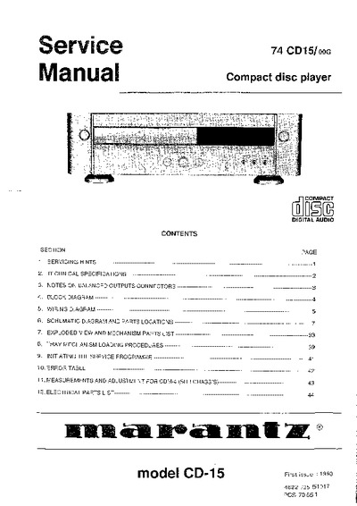 Marantz CD-15 Service Manual