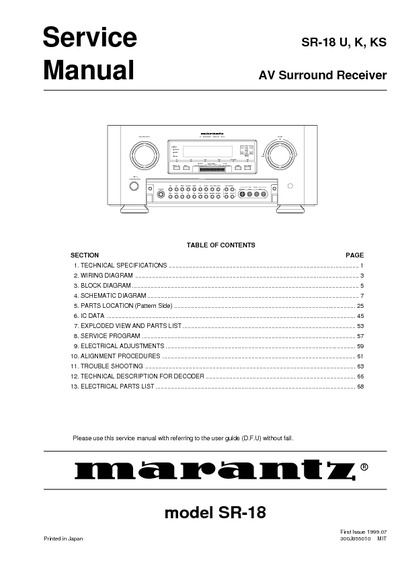 Marantz SR-18 Service Manual