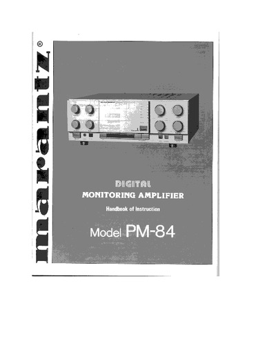 Marantz PM-84 Owners Manual