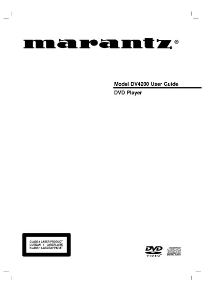 Marantz DV-4200 Owners Manual