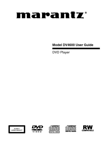 Marantz DV-4600 Owners Manual