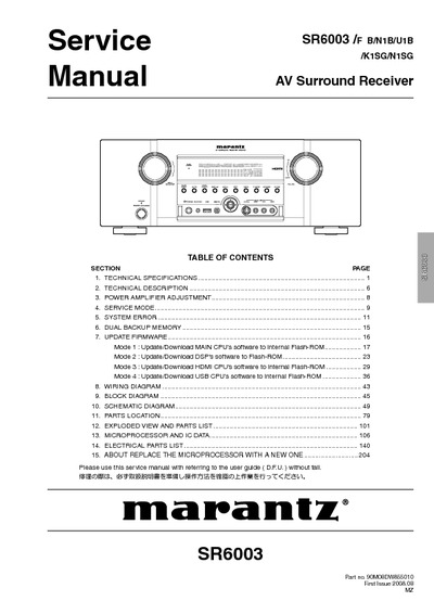 Marantz SR-6003 Service Manual