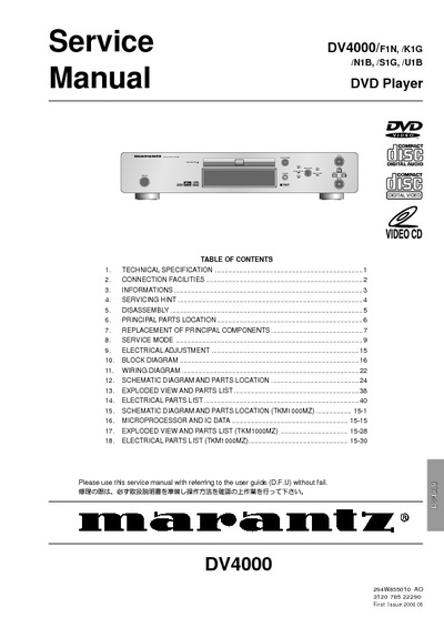 Marantz DV-4000 Service Manual