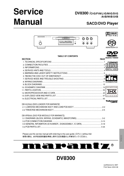 Marantz DV-8300 Service Manual