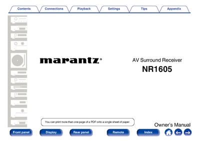 Marantz NR-1605 Owners Manual