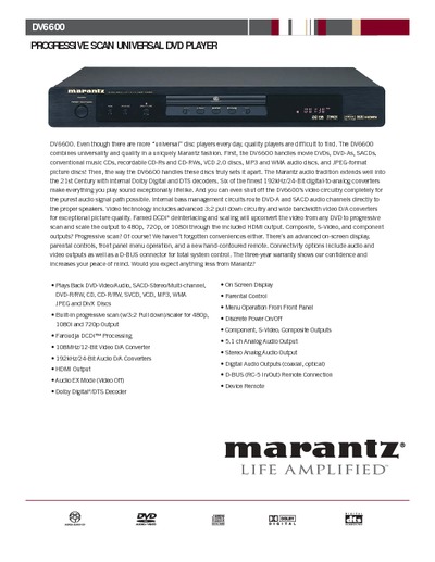 Marantz DV-6600 Brochure