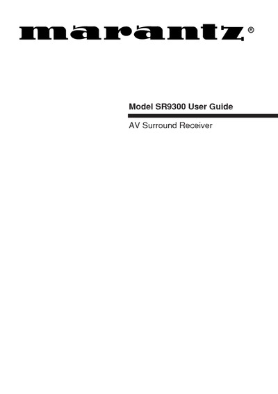 Marantz SR-9300 Owners Manual