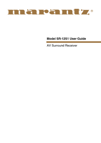 Marantz SR-12-S-1 Owners Manual