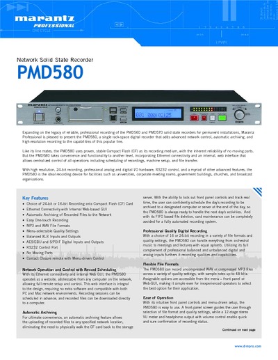 Marantz PMD-580 Brochure