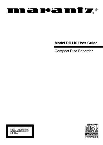 Marantz DR-110 Owners Manual