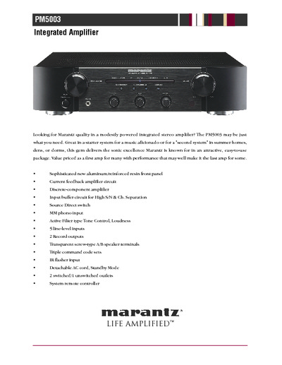 Marantz PM-5003 Brochure