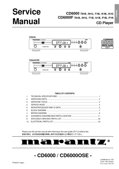 Marantz CD-6000 Service Manual-1