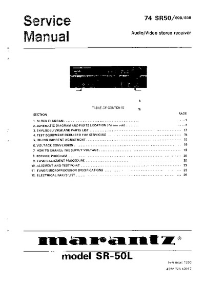 Marantz SR-50-L Service Manual