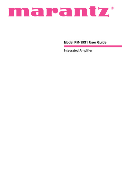 Marantz PM-15S1 Owners Manual