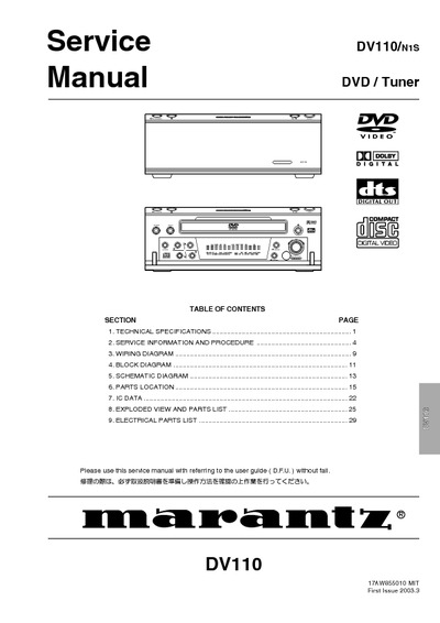 Marantz DV-110 Service Manual