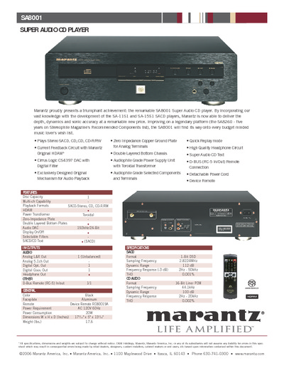 Marantz SA-8001 Brochure