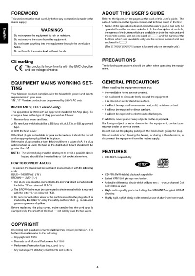 Marantz CD-6000 Owners Manual