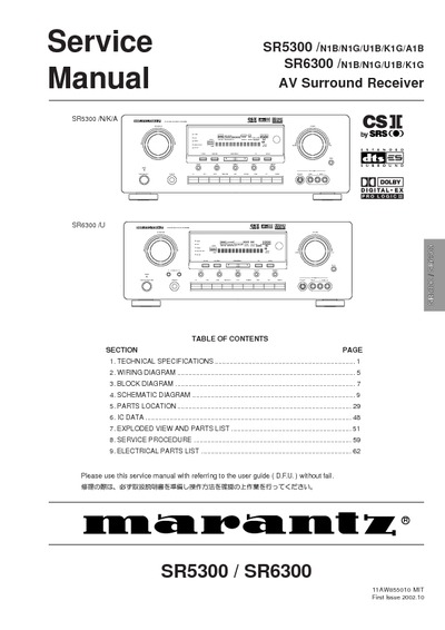 Marantz SR-6300 Service Manual