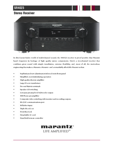 Marantz SR-4023 Brochure