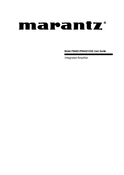 Marantz PM-4001-OSE Owners Manual