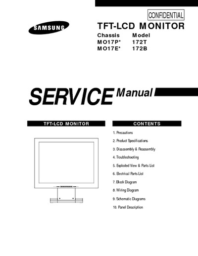 SAMSUNG 172B,172T CHASSIS MO17E*,MO17P*