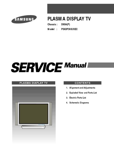 Samsung Plasma Display TV, chassis D60AP, Service Manual, Repair Schematics